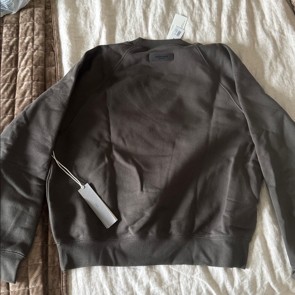 Essentials Dark Brown/ Gray Crewneck Sweatshirt - Picture 5 of 9